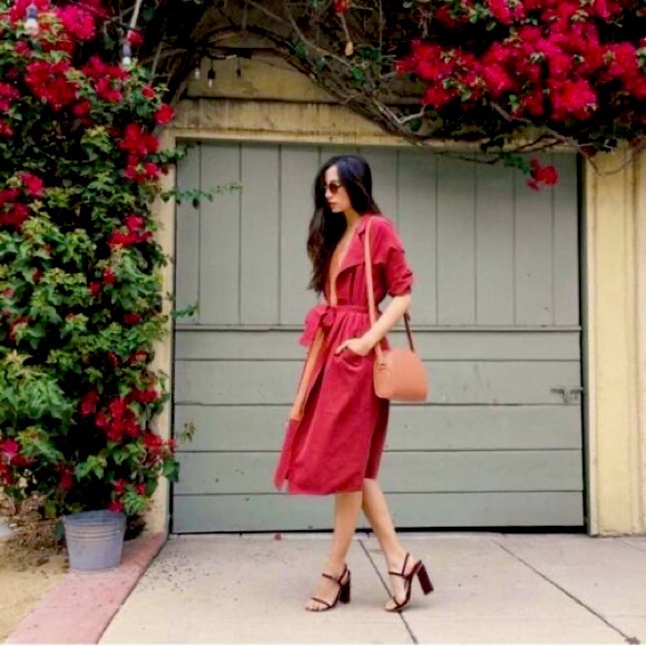 Vintage American Apparel Dylan Trench Coat Cabernet - Picture 3 of 4